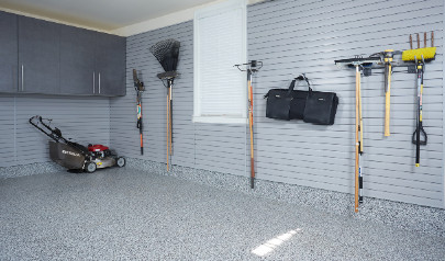 Garage with epoxy floor coating