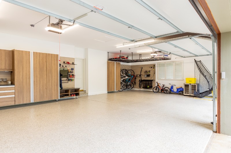 Garage flooring with epoxy coating