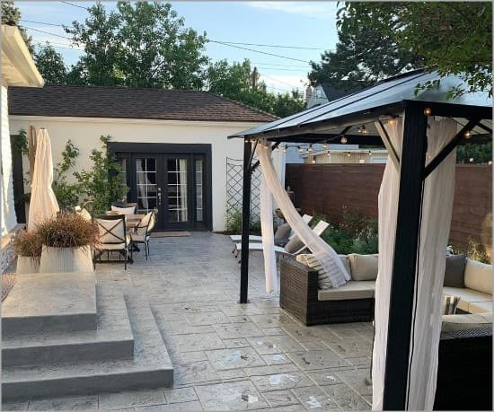 Tailored Living Patio with clean design and slate patio floor design Concrete Craft