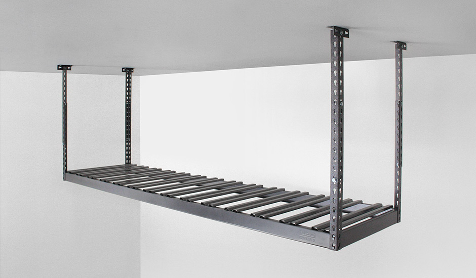 gray onrax overhead storage rack